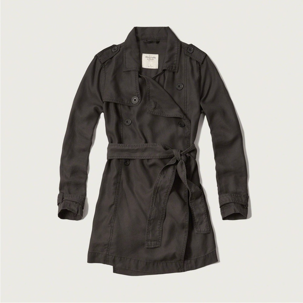 Abercrombie & Fitch Black Drapey Trench Coat